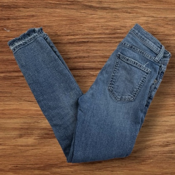Current/Elliott Skinny Mid-Rise Raw Hem Distressed Jeans Sz: 25 - Picture 8 of 16